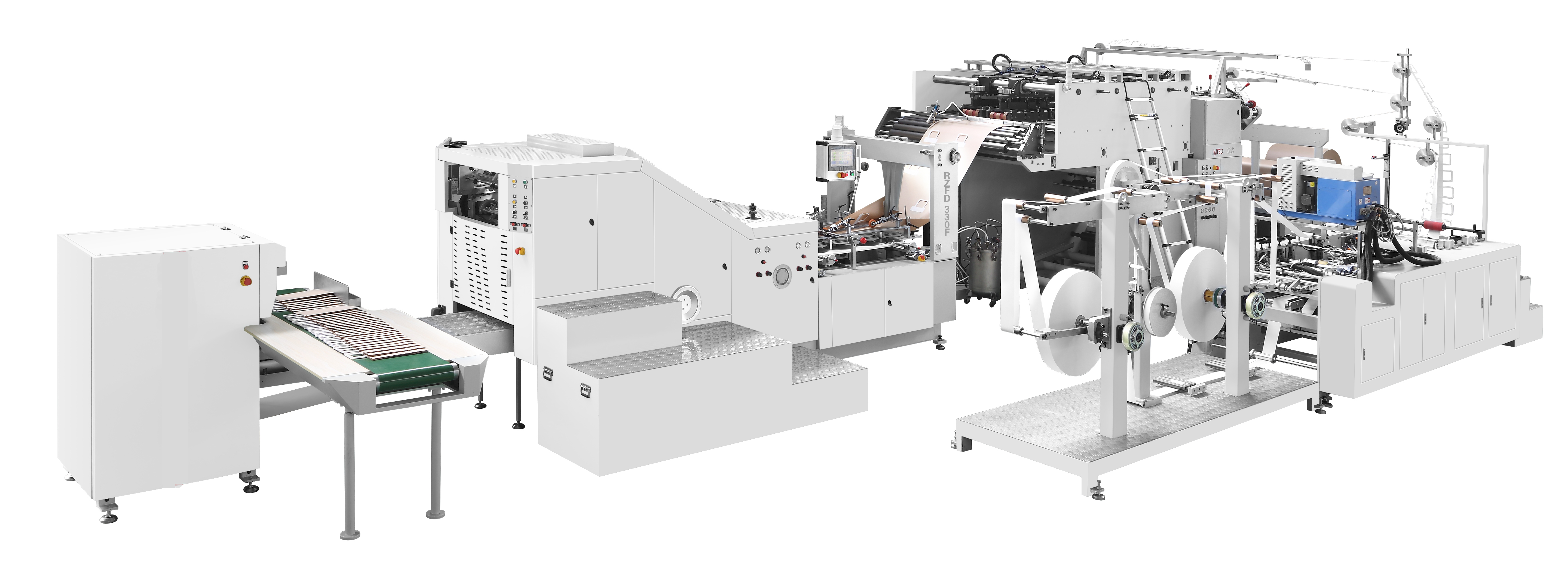LQ-R450F Máquina para fabricar bolsas de papel con fondo cuadrado y alimentación por rollo totalmente automática con asa en línea