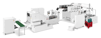 LQ-R450BT Máquina para fabricar bolsas de papel de fondo cuadrado con alimentación por rollo totalmente automática (asa giratoria)